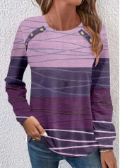Plus Size Dark Reddish Purple Patchwork T Shirt | thumb picture 