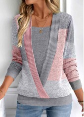 Dark Grey Fake 2in1 Long Sleeve Square Neck Sweatshirt