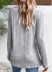 Light Grey Marl Button Long Sleeve T Shirt | thumb picture 