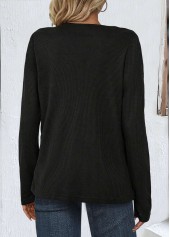 Black Patchwork Long Sleeve V Neck T Shirt | thumb picture 