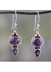 Hot Drilling Purple Alloy Detail Earrings