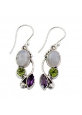 Purple Color Round Alloy Detail Earrings | thumb picture 