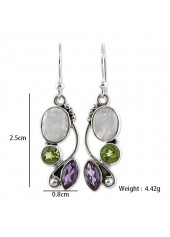 Purple Color Round Alloy Detail Earrings | thumb picture 