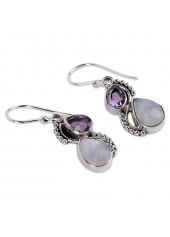 Purple Teardrop Design Round Alloy Earrings | thumb picture 