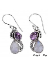Purple Teardrop Design Round Alloy Earrings | thumb picture 