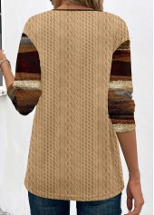 Light Camel Patchwork Plus Size Graffiti Print Sweatshirt | thumb picture 