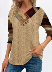 Light Camel Patchwork Plus Size Graffiti Print Sweatshirt | thumb picture 