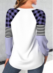 Plus Size Light Purple Patchwork Snowman Print T Shirt | thumb picture 