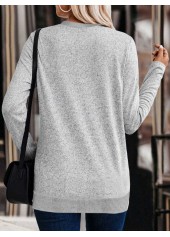 Light Grey Cross Hem Long Sleeve Round Neck Sweatshirt | thumb picture 