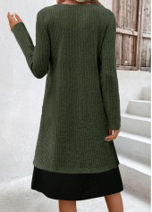 Olive Green Fake 2in1 A Line Dress | thumb picture 