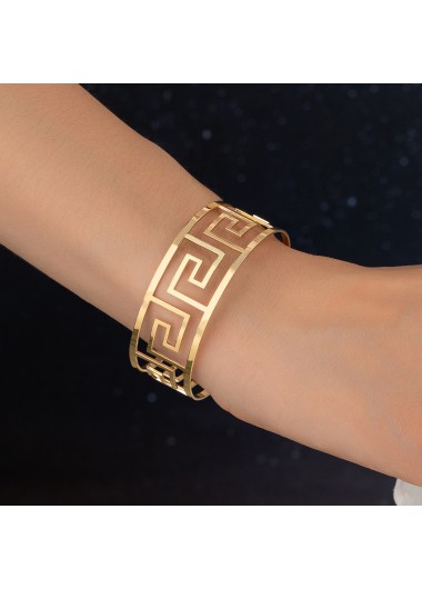women clothes image of Gold Greek Key Round Alloy Bangle