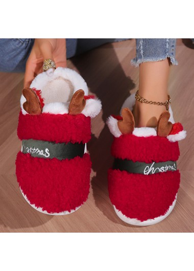 Modlily Flip Flops Red Closed Toe Falt Christmas Detail Slippers - 42