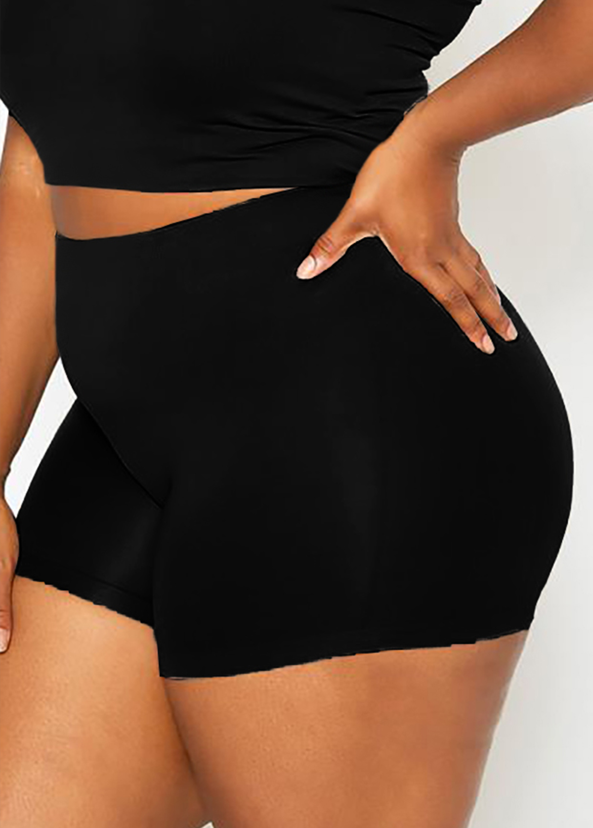 Plus Size High Waist Solid Swim Shorts | picture 