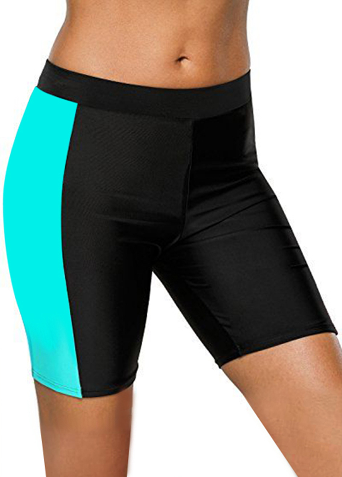 Color Block Mid Waist Skinny Swim Shorts | picture 