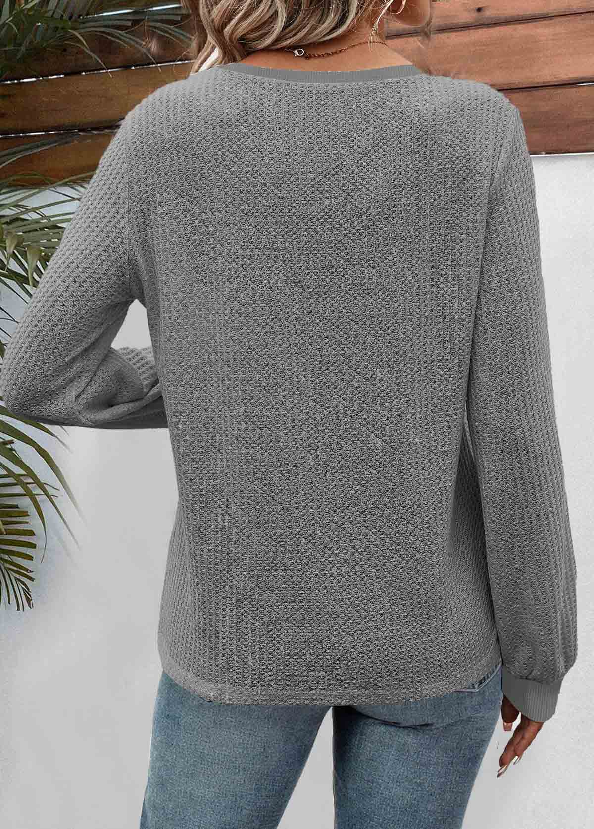 Dark Grey Patchwork Floral Print Long Sleeve Sweatshirt