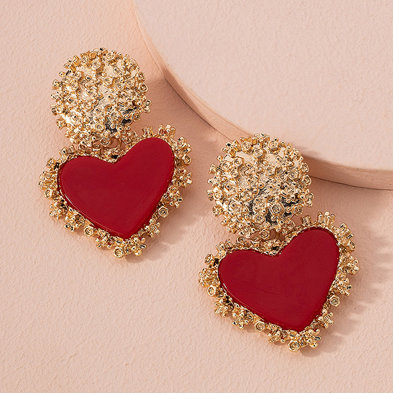 Red Heart Alloy Ditsy Floral Earrings