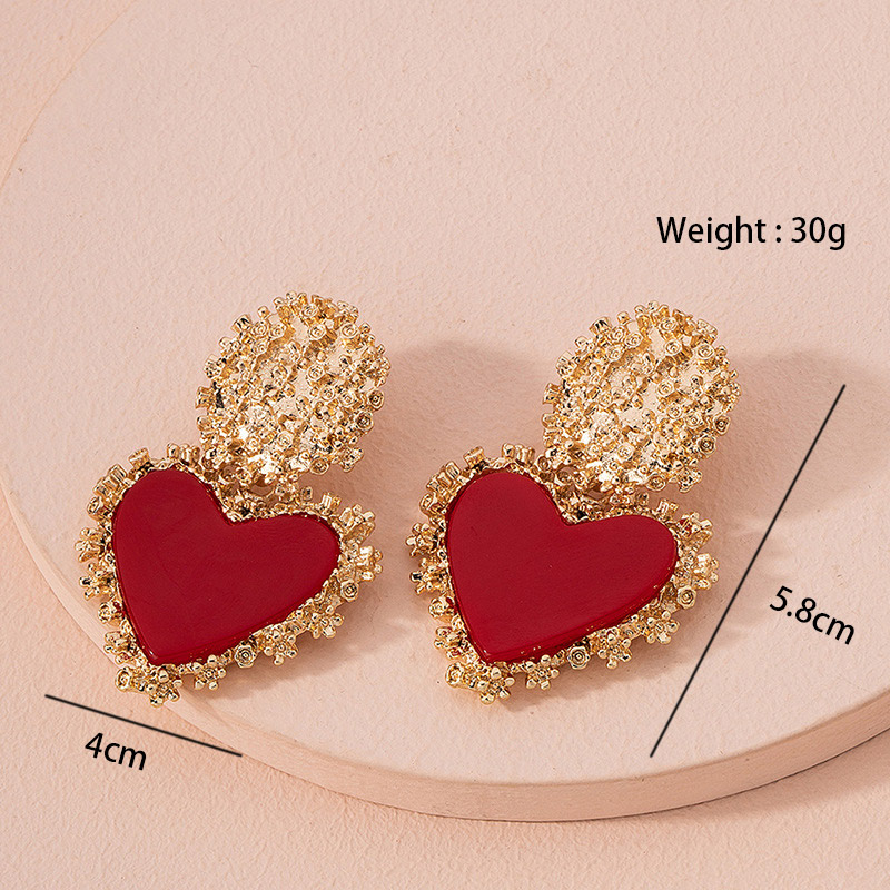 Red Heart Alloy Ditsy Floral Earrings