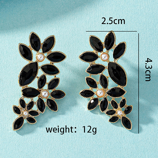 Black Leaf Alloy Plants Geometric Earrings