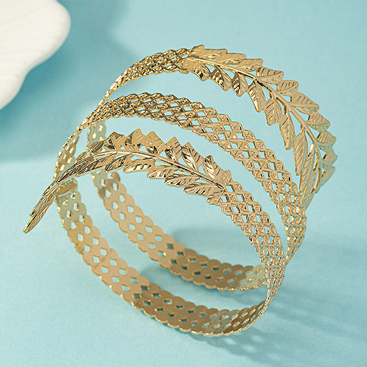 Geometric Gold Leaf Alloy Bracelet Bangle
