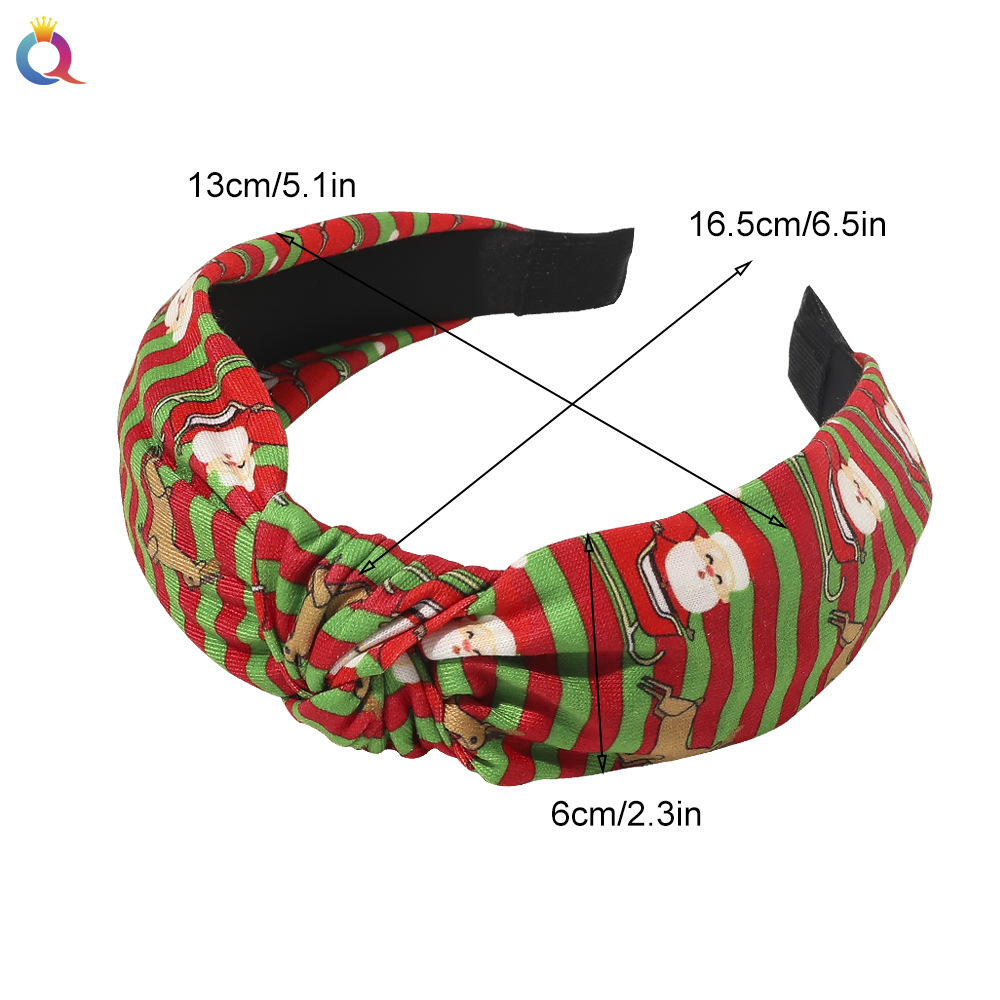 Twist Design Avocado Green Santa Claus Pirnt Headband