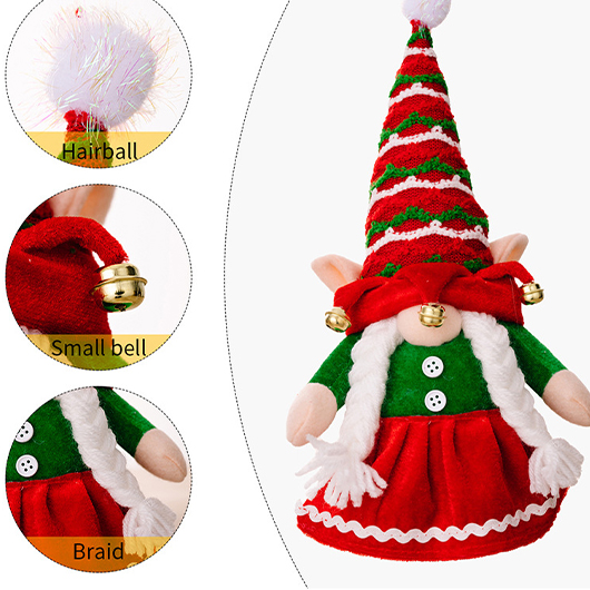 Button Detail Red Christmas Print Doll Decoration