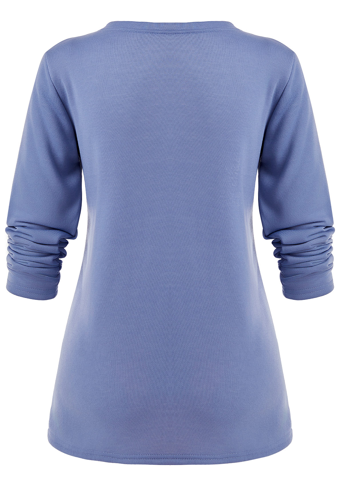 Dusty Blue Plush Letter Print Long Sleeve Sweatshirt