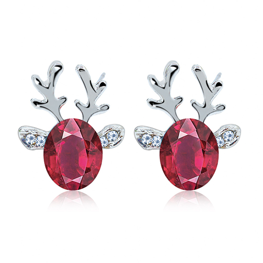 Hot Pink Alloy Elk Geometric Earrings