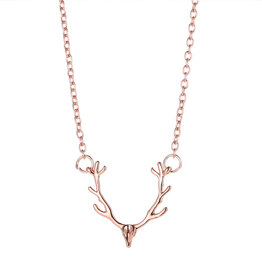 Light Pink Alloy Elk Pendant Necklace
