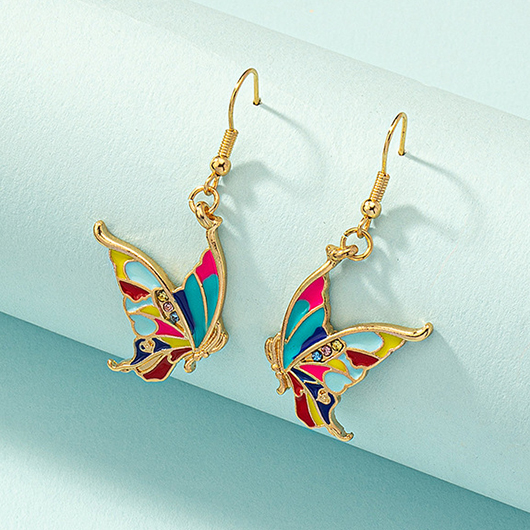 Golden Butterfly Alloy Glaze Detail Earrings