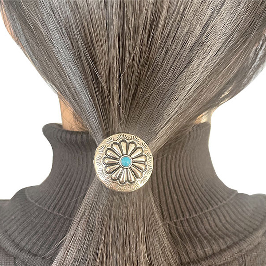 Silver Round Metal Hair Accessory Scrunchie