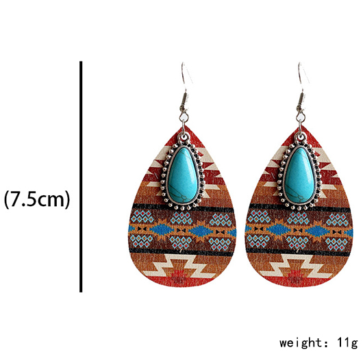 Tribal Dark Coffee Wood Geometric Earrings