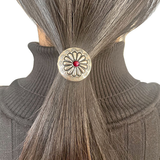 Silver Round Metal Hair Accessory Scrunchie