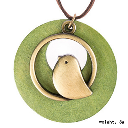 Bird Design Green Round Alloy Necklace