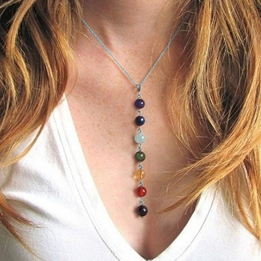 Patchwork Multi Color Bead Alloy Necklace