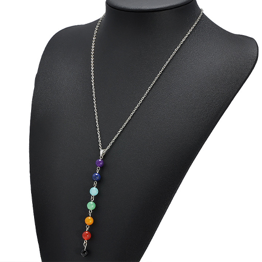 Patchwork Multi Color Bead Alloy Necklace