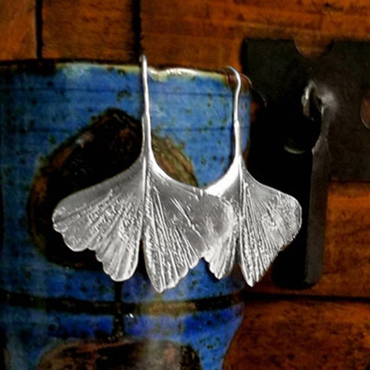 Silvery White Leaf Asymmetry Alloy Earrings