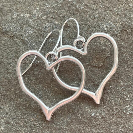 Silvery White Heart Alloy Cutout Earrings
