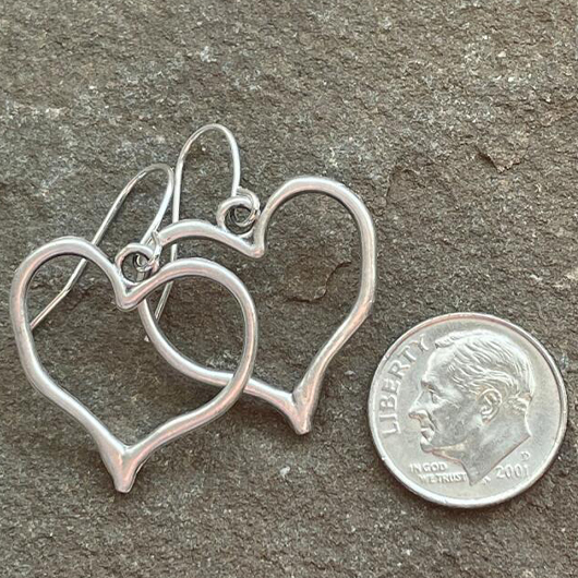 Silvery White Heart Alloy Cutout Earrings