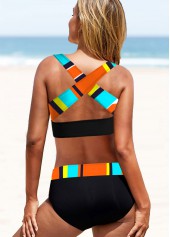 Rainbow Stripe Criss Cross Back Bikini Set | thumb picture 