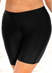 High Waisted Solid Black Swim Shorts
