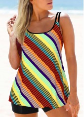 Double Straps Color Block Striped Tankini Top-No Bottom | picture 1