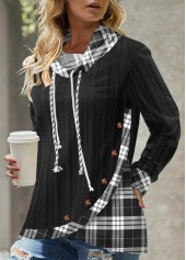 Black Asymmetric Hem Long Sleeve Sweatshirt