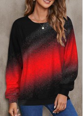 Red Ombre Long Sleeve Round Neck Sweatshirt | thumb picture 