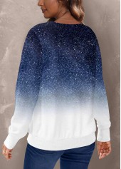 Navy Ombre Long Sleeve Round Neck Sweatshirt | thumb picture 