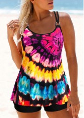 Metal Ring Tie Dye Print Tankini Top-No Bottom | picture 1