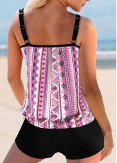 Geometric Print Light Pink Double Straps Tankini Top-No Bottom | picture 2
