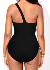 Asymmetry Black Contrast One Piece Swimwear | thumb picture 