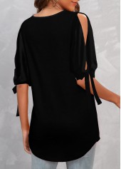 Pink Criss Cross Leopard Half Sleeve V Neck Blouse | thumb picture 