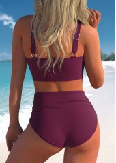 Surplice High Waisted Dark Reddish Purple Bikini Set | thumb picture 