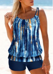 Circular Ring Geometric Print Blue Tankini Top-No Bottom | picture 3
